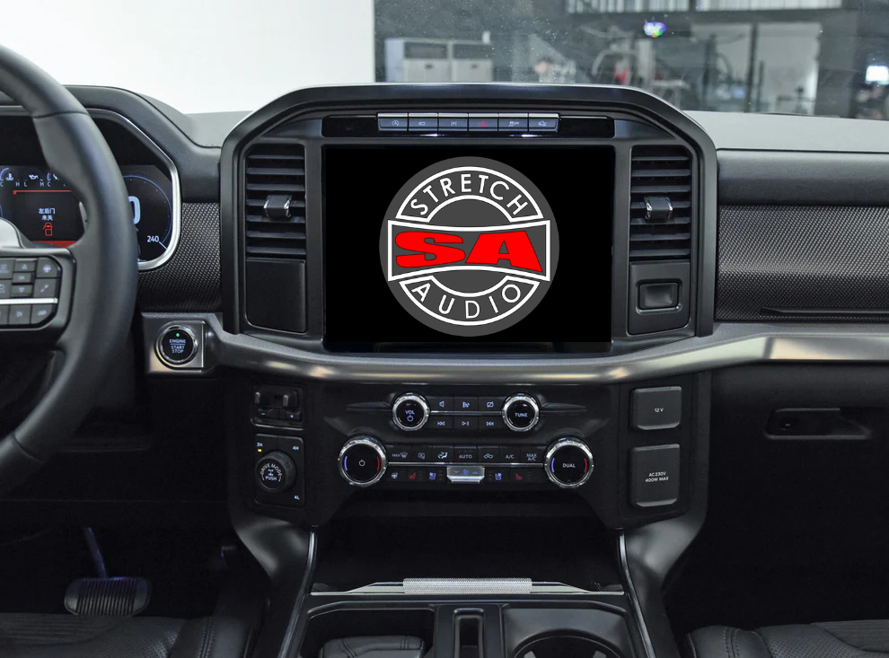 Custom dashboard audio system installed in Ford F-150 truck interior